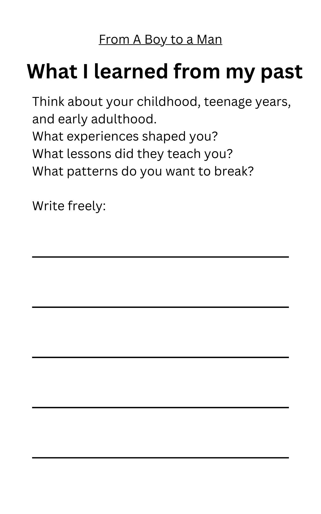 From A Boy to a Man Journal