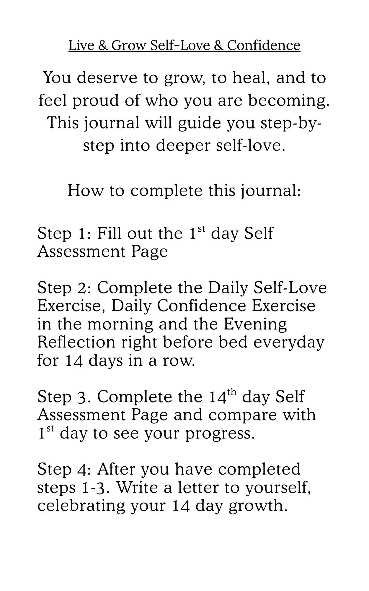 14 Day Self-Love & Confidence Journal