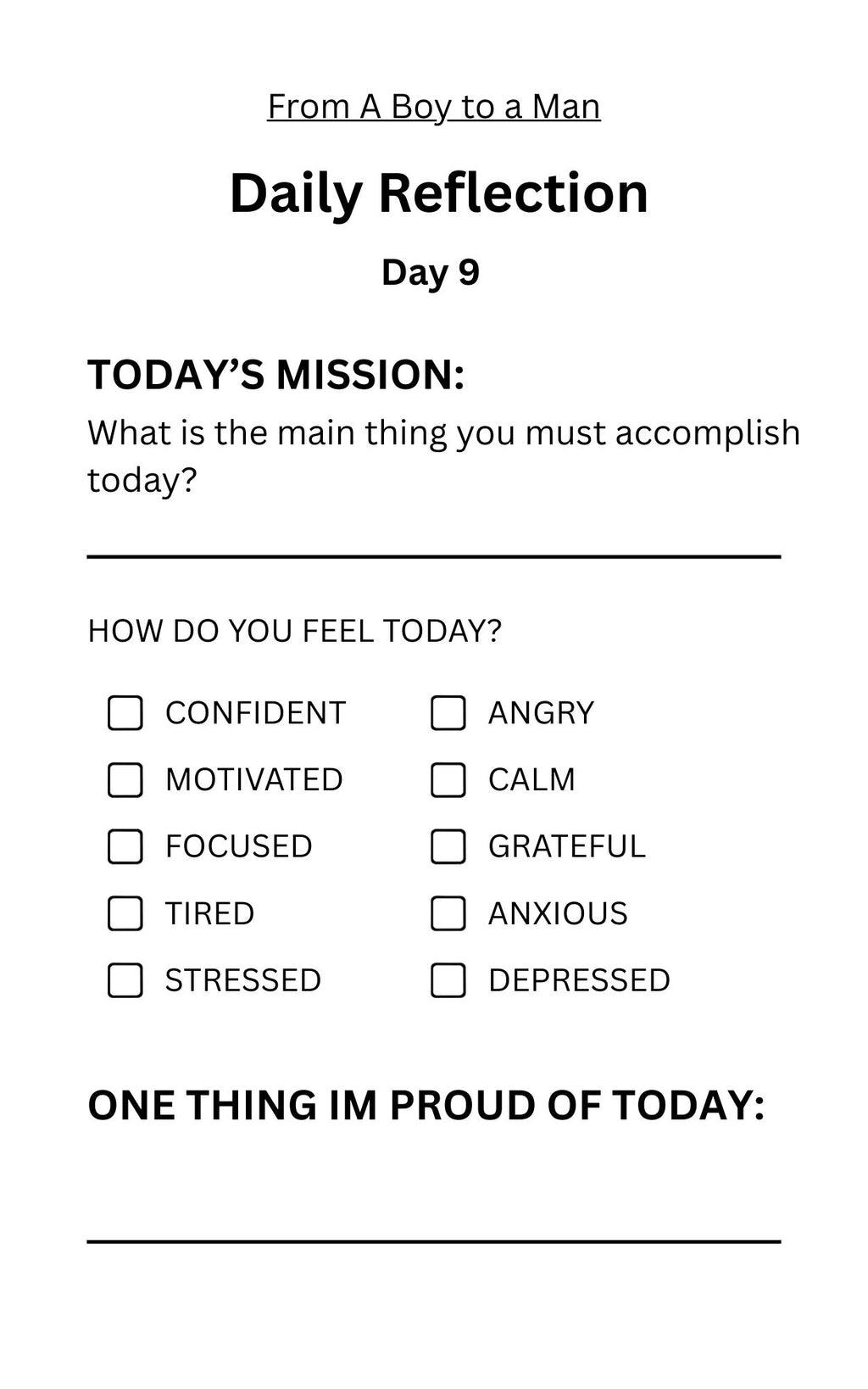 From A Boy to a Man Journal