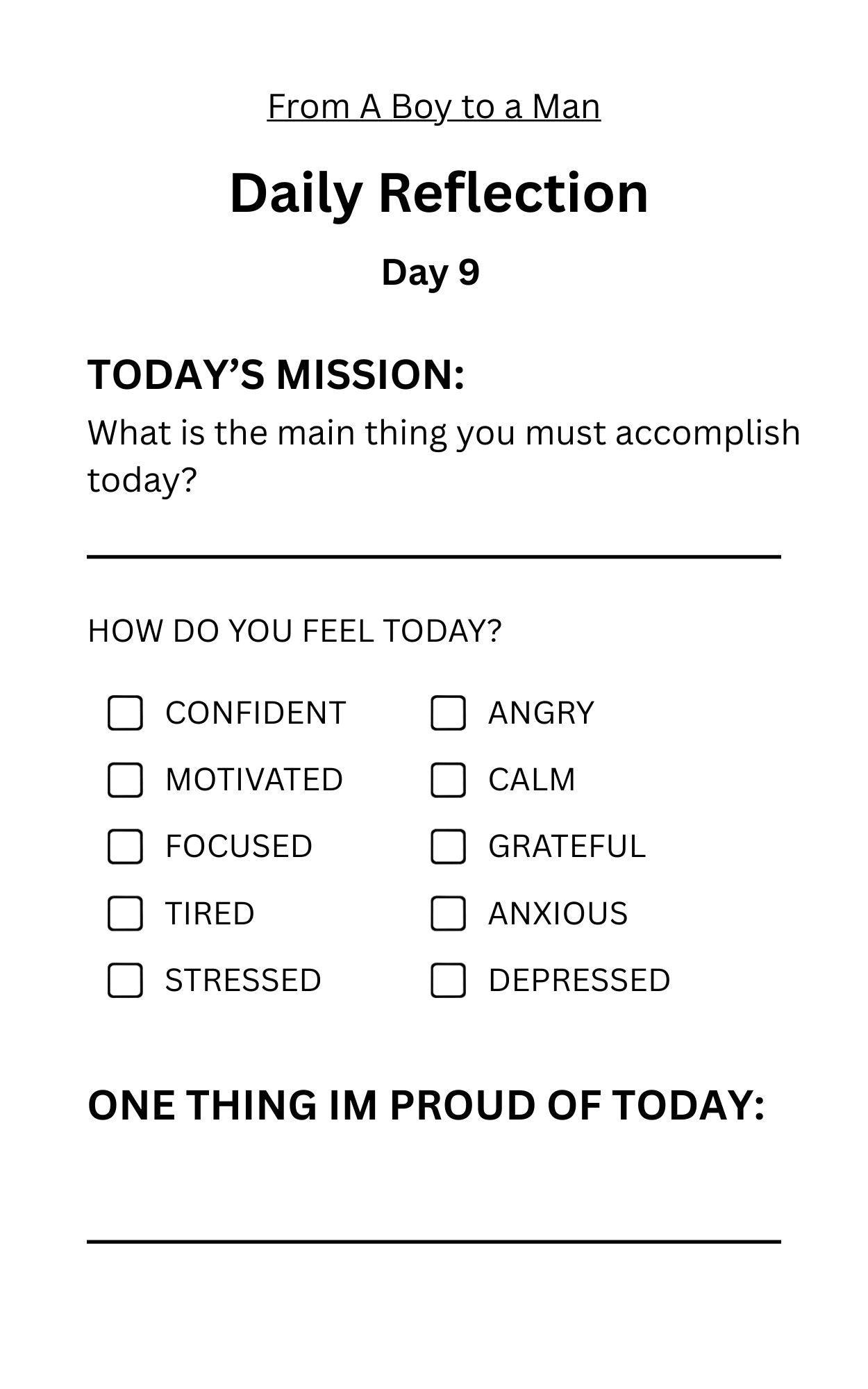 From A Boy to a Man Journal