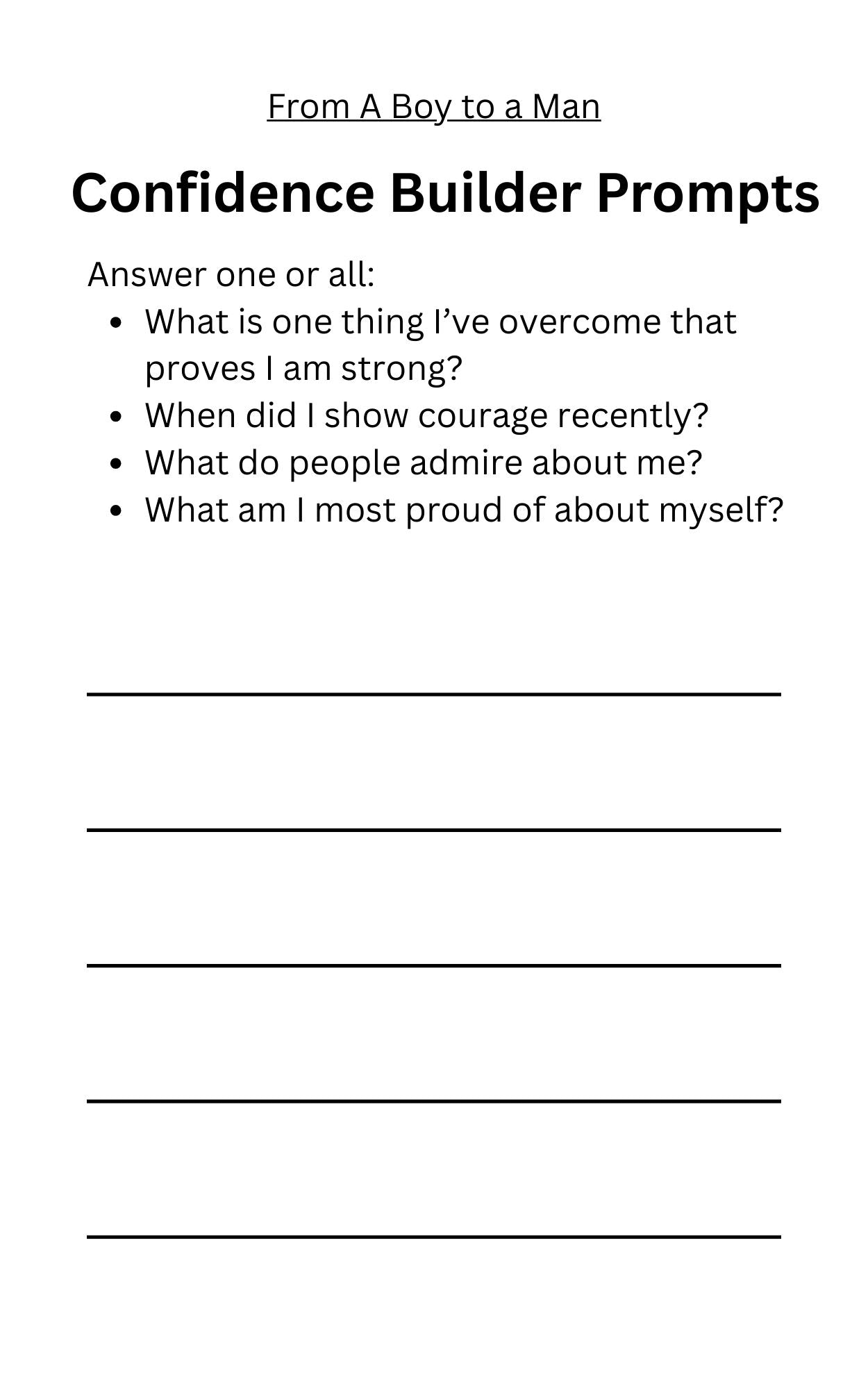 From A Boy to a Man Journal